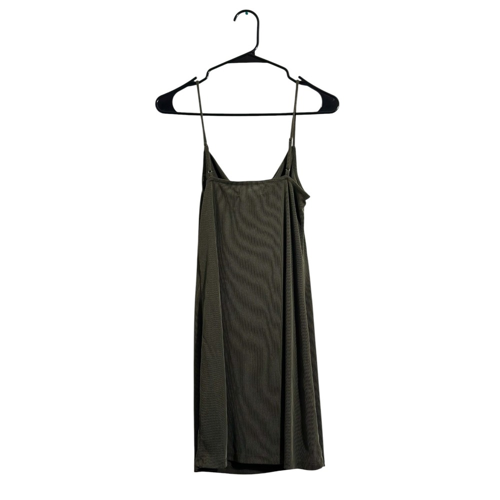 Aeropostale Solid Drapey Square-Neck Slip Dress Olive Green Ribbed Womens Size S - Picture 4 of 8